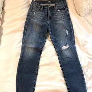 Gap True Skinny Cropped Distressed Jeans